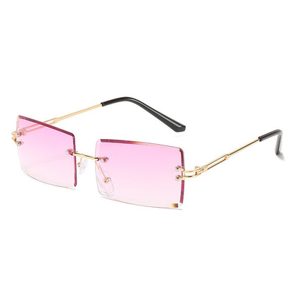 Fashion New Rimless Cut Edge Square Sunglasses 100654473892