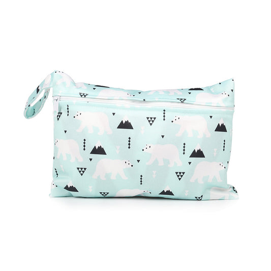 Cartoon printed single zipper small diaper storage bag 1007629691436
