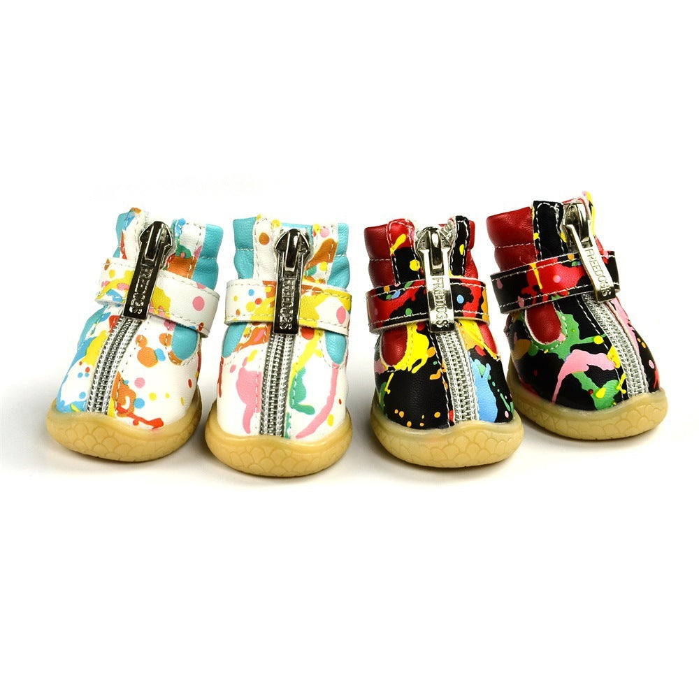 Dog PU Leather Fleece-lined Pet Cotton Shoes 1008289a 9702 46b0 ab35 1f3cd0301eed