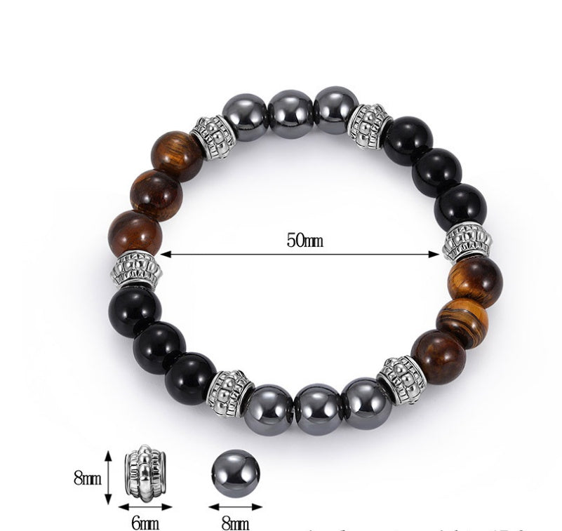 Black frosted stone tiger eye bracelet 1011765352936