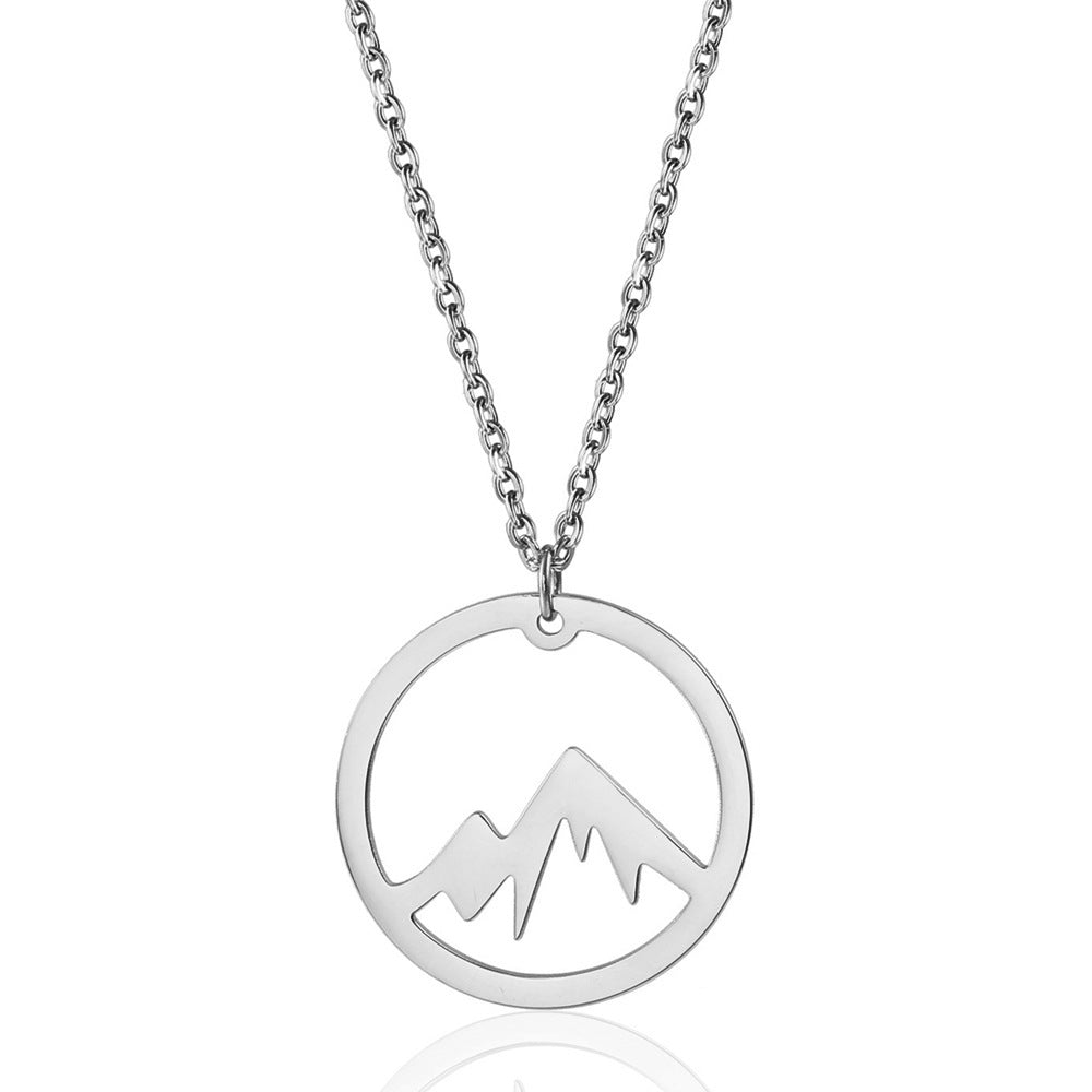 Mountain Pendant Necklace Gold Silver Minimalist Nature Snow Mountain Necklace For Women Men Fashion Adventure Jewelry Gift 1