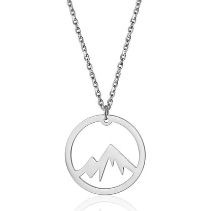 Mountain Pendant Necklace Gold Silver Minimalist Nature Snow Mountain Necklace For Women Men Fashion Adventure Jewelry Gift 1