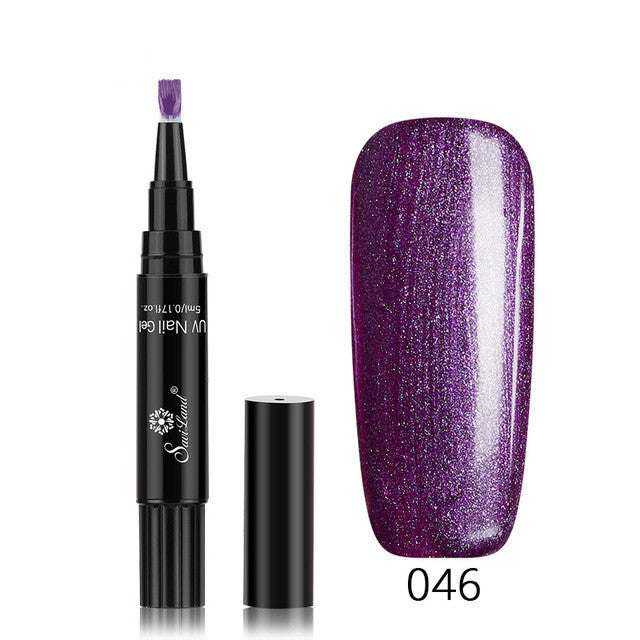 3 In 1 Gel Nail Varnish Pen Glitter One Step Nail Art Gel Polish Hybrid - HD Wireless Product #27