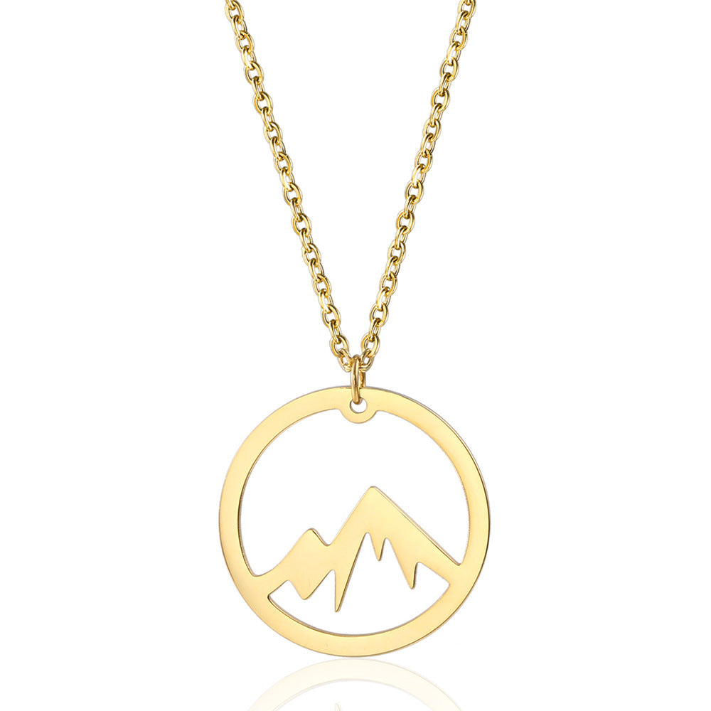 Mountain Pendant Necklace Gold Silver Minimalist Nature Snow Mountain Necklace For Women Men Fashion Adventure Jewelry Gift 1
