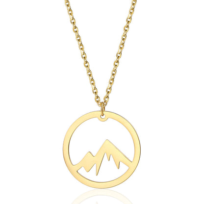Mountain Pendant Necklace Gold Silver Minimalist Nature Snow Mountain Necklace For Women Men Fashion Adventure Jewelry Gift 1