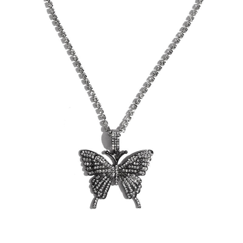 Rhinestone butterfly necklace 1013125875095