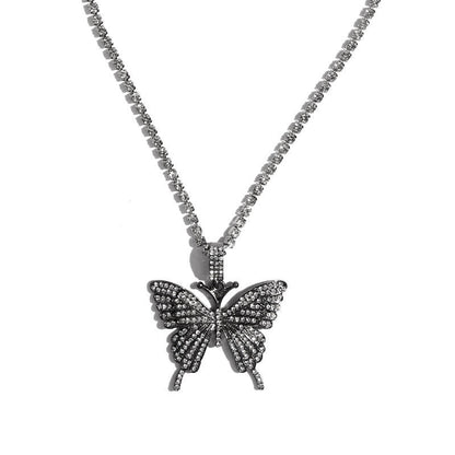 Rhinestone butterfly necklace 1013125875095