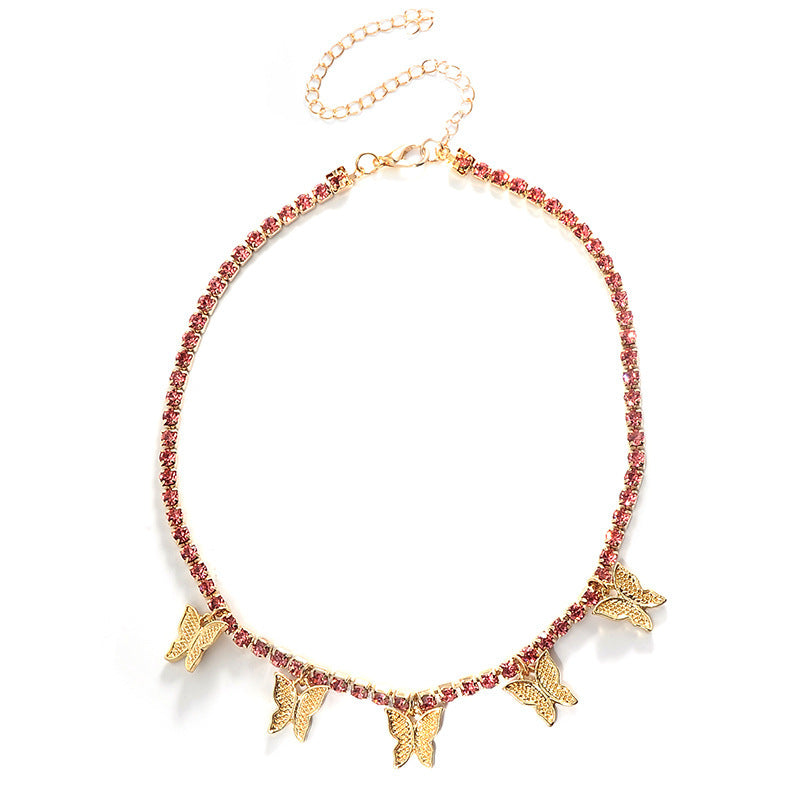 Rhinestone butterfly necklace 1017476784532