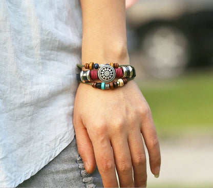 new retro multi-layer beaded bohemian bracelet manufacturers supply hand-woven leather bracelet wholesale 1017951915629