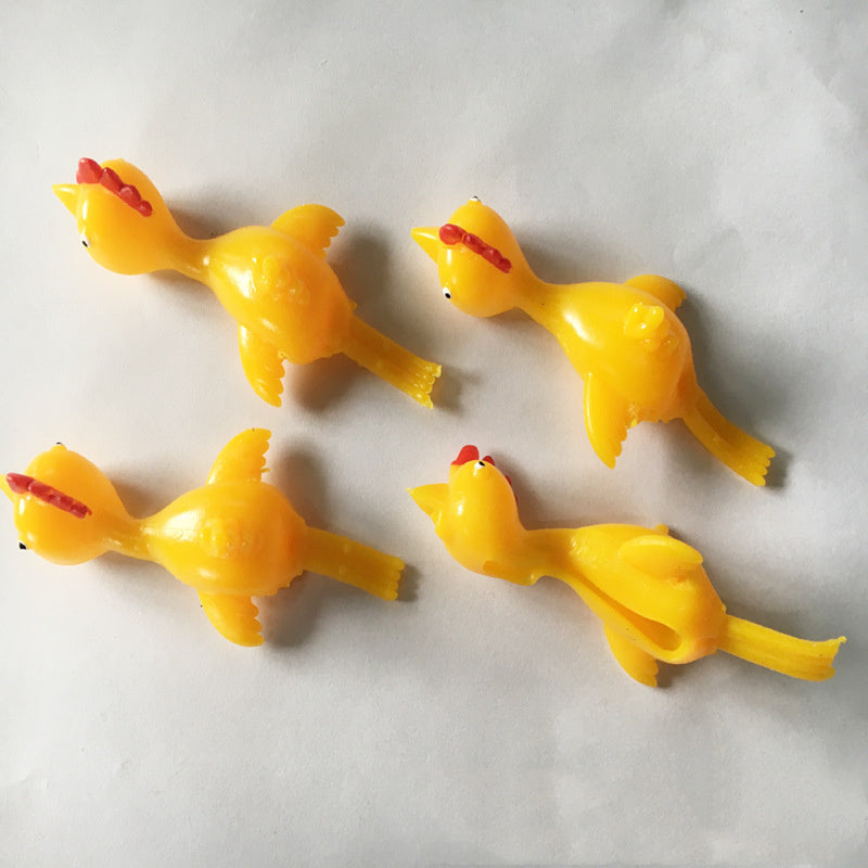 Catapult Launch Rubber Catapulted Chicken Toys Light Finger Prank Stretchy Flying Ejection Toy Slingshot Turkey Sticky 101943