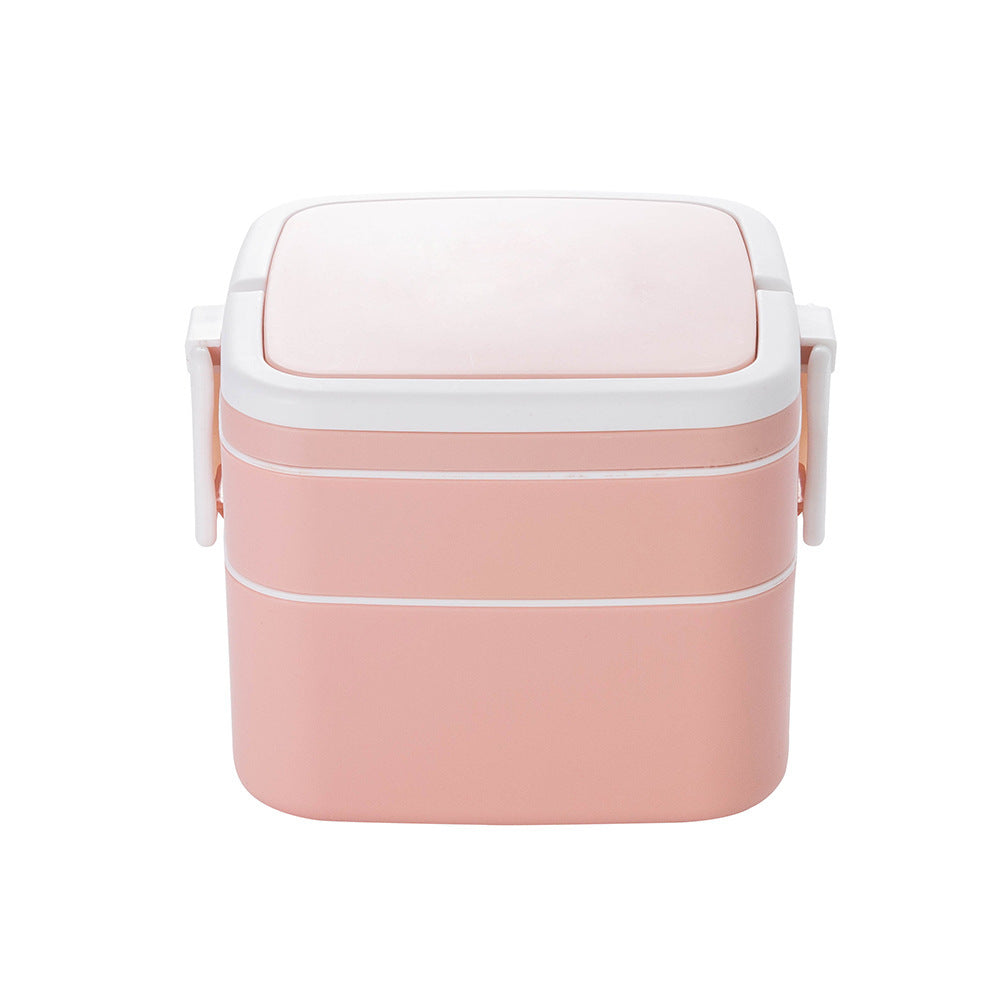 Double-layer portable lunch box with lid bento box 1020091682087