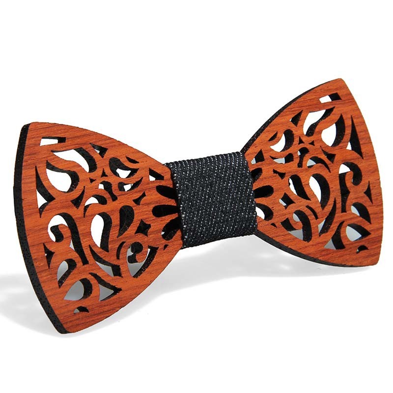 Green hand collar red pear solid wood bow tie 1024260328845