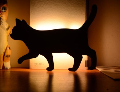LED Animal Dog Cat Shape Night Light Sensor Control Smart Sound Wall Lamp Home Corridor Balcony Night Lamp Baby Kids Sleep La