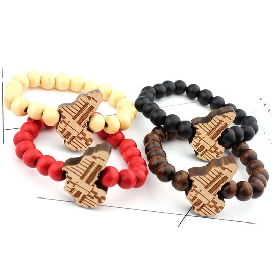 Africa map wooden sign bracelet 1027277052520