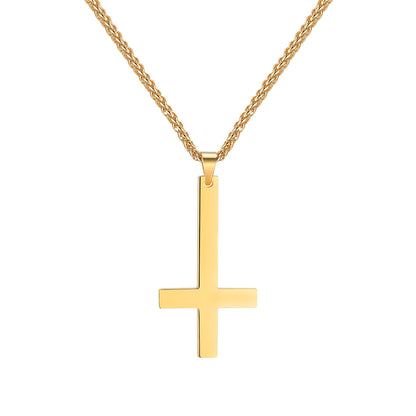 Titanium steel smooth cross necklace pendant 1027469665205
