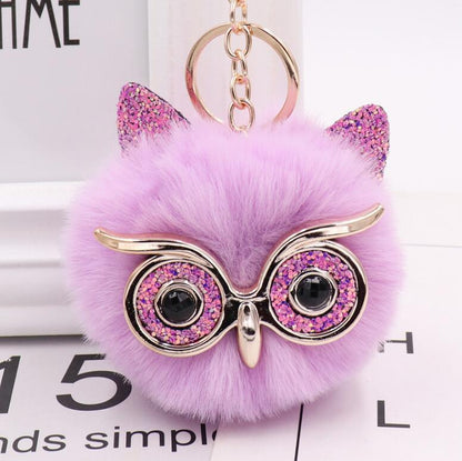 Lovely Owl Plush Doll Kids Favors Fur Ball Key Chain 1036367211569