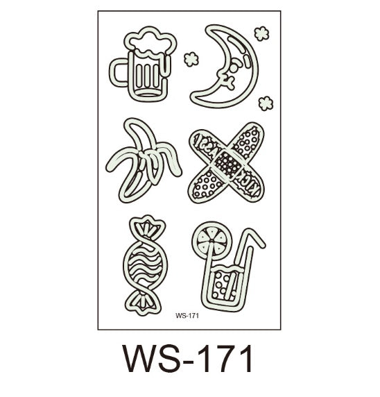 Night light Tattoo Sticker nightclub music party sticker birthday party night music shining cool face sticker