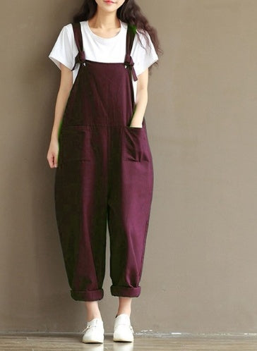 Women's Casual Trousers With Brushed Cotton Suspenders 1043023962208