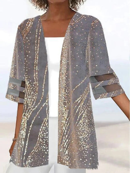 Floral Print Mid Length Sleeves Loose Small Coat 10485c1f fc87 4546 9b58 88e4d94238ab