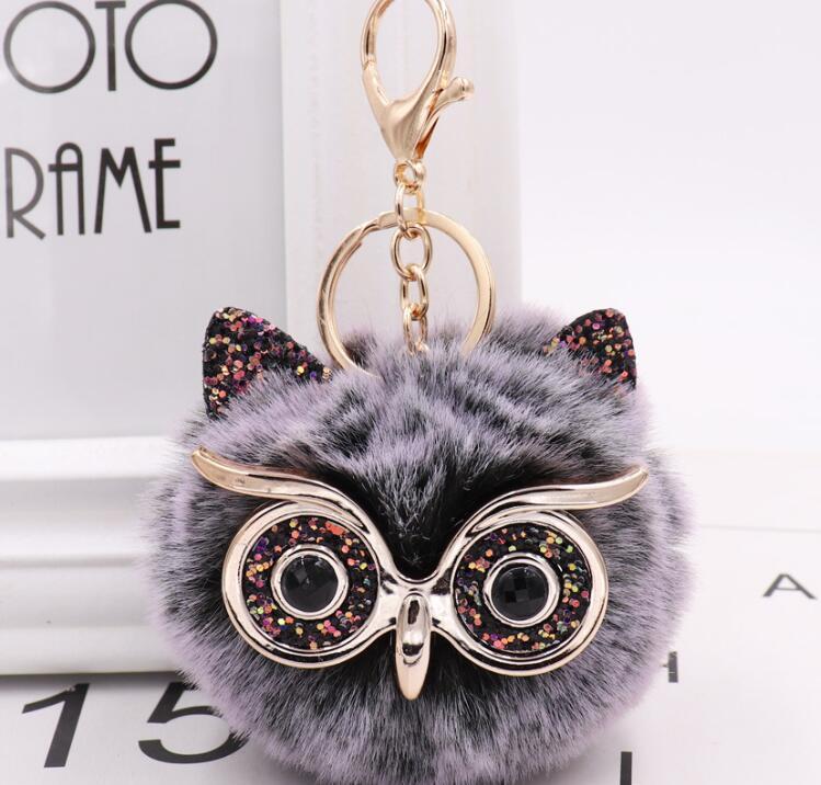 Lovely Owl Plush Doll Kids Favors Fur Ball Key Chain 1049559320601