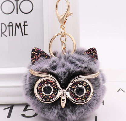 Lovely Owl Plush Doll Kids Favors Fur Ball Key Chain 1049559320601