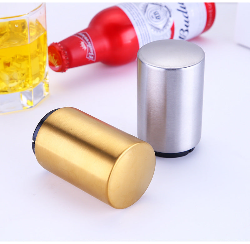 Portable Magnetic Automatic Beer Bottle Opener Bar Accessories Decor Stainless Steel Wine Can Openers with Brushed Metal 1054