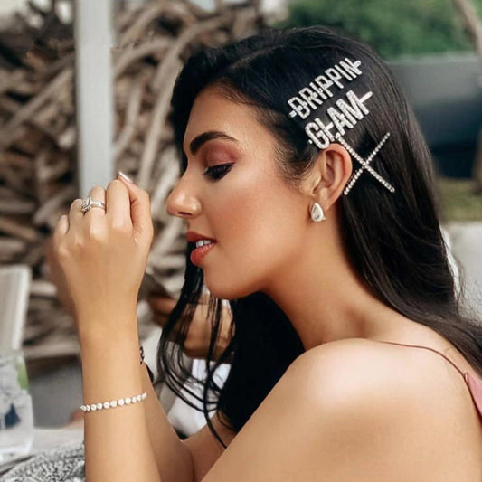 Rhinestone letter hairpin 1055058504660