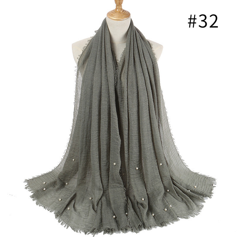 Cotton and linen crumpled monochrome scarf 105555635785627