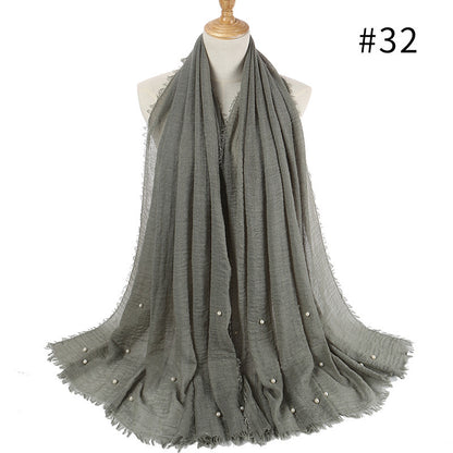 Cotton and linen crumpled monochrome scarf 105555635785627
