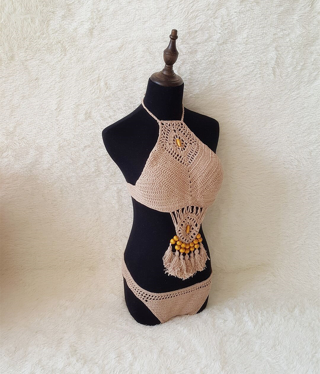 2021 Europe and the United States new woman swimsuit set, beach sunshine bath, foreign trade Crochet Crochet tassel bikini - HD Wireless Product #7