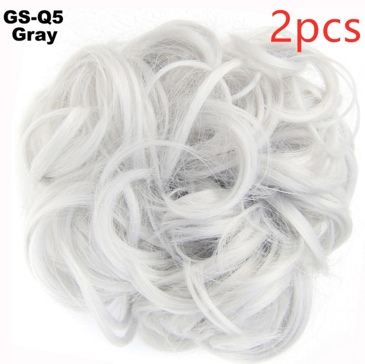 Europe, Japan, and South Korea popular hair bun fluffy natural drawstring curly hair ball head hair ring hair set female hair