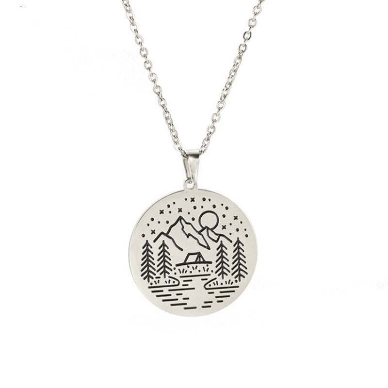 Inspirational Necklace Mountain Peak Personality Snow Mountain Necklace Simple 10688095383653
