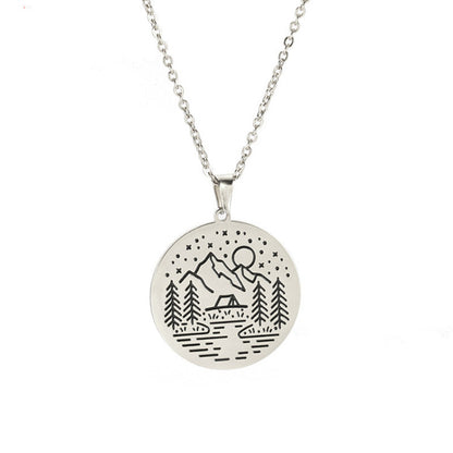 Inspirational Necklace Mountain Peak Personality Snow Mountain Necklace Simple 10688095383653