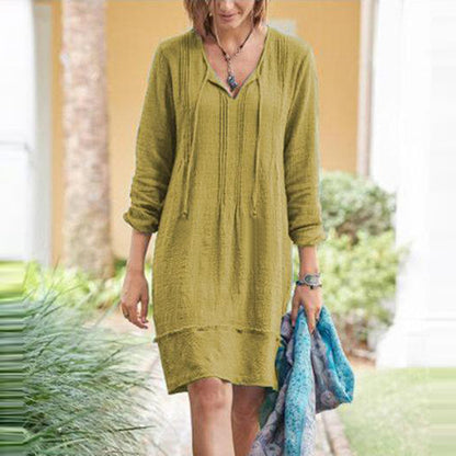 Spliced v-neck lace-up dress 1075481141319 724489a0 f181 4904 a595 27a2912606d7