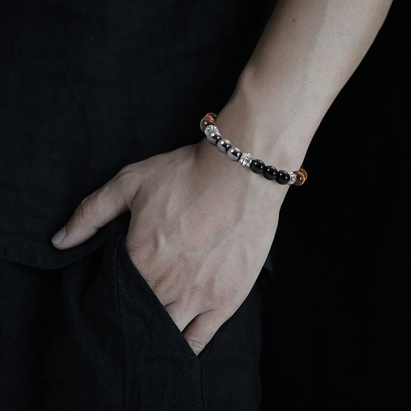 Black frosted stone tiger eye bracelet 1078675906204