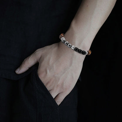 Black frosted stone tiger eye bracelet 1078675906204