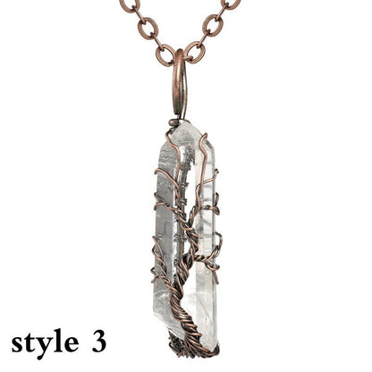 Natural white crystal color plated hexagonal pillar pendant 1079596096655