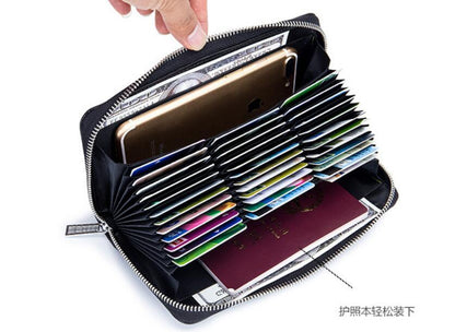 Rfid Many Departments Men Wallet Cow Genuine Leather 36 Slots Card Holder Cell Phone Pocket Male Wallets Clutch Man Long Purs