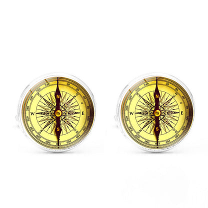 Fashion Compass Time Gem Metal Cufflinks 10838072451833