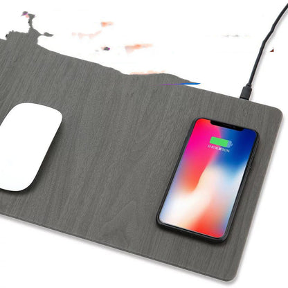Mobile Phone Qi Wireless Charger Charging Mouse Pad Mat PU Leather Mousepad 1084059031703