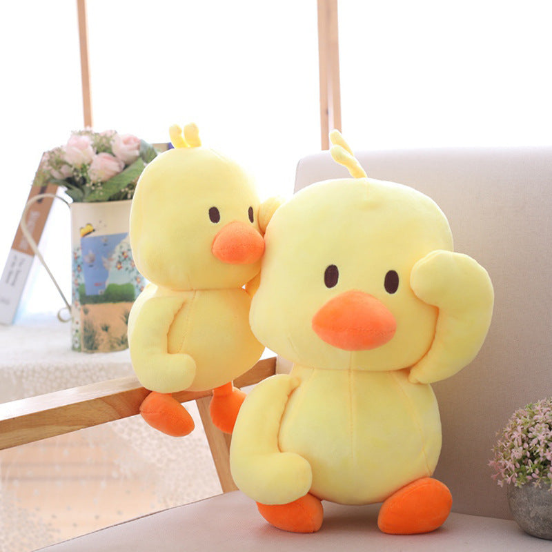 Little yellow duck figurine dancing expression small yellow duck plush toy 10844433487094
