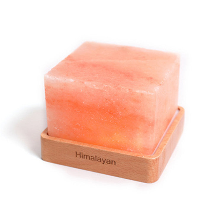 led square wooden base crystal salt lamp 108835416624
