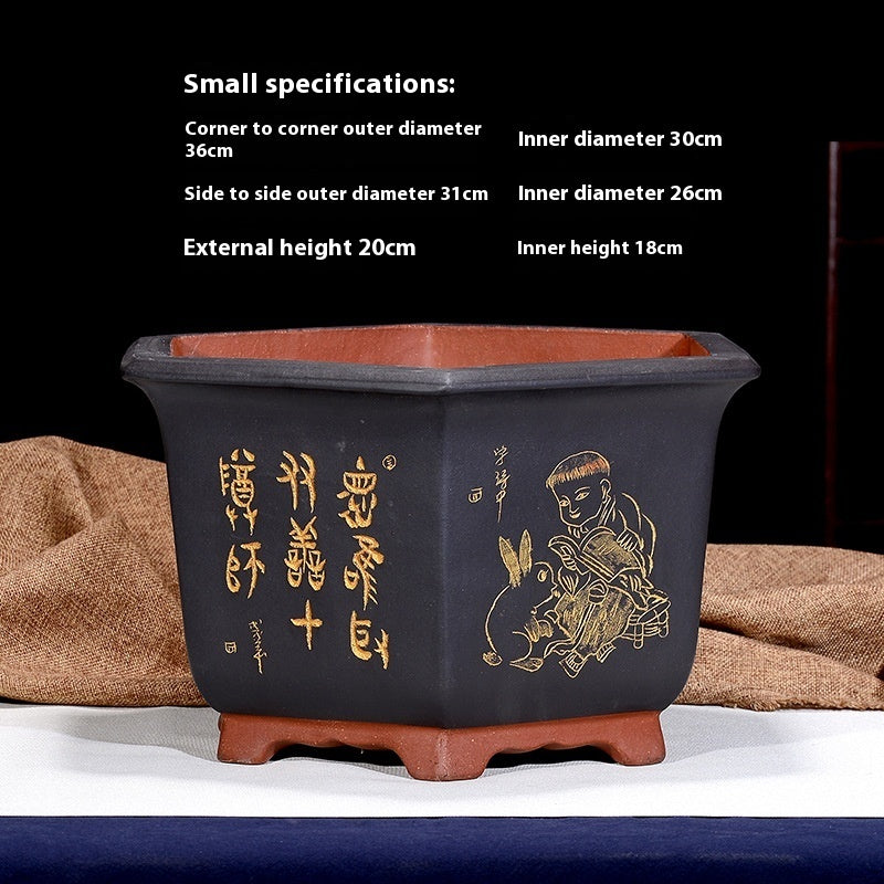 Purple Sand Flowerpot Breathable Bonsai Pot Orchid Pots Banyan Potted Green Radish 108ae96b 85f6 479b a302 c197094f23e7