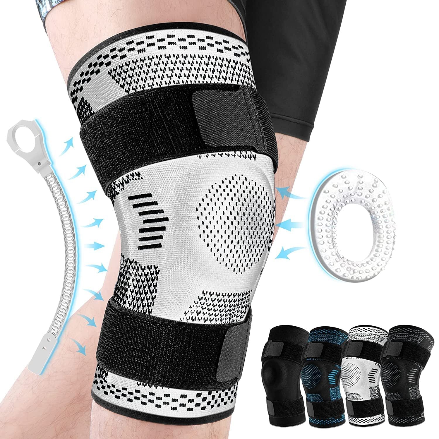 Knitted Breathable Silicone Strap Compression Sports Knee Leg Guards 109116a9 73b6 44e6 8901 3f30f9a91f1f