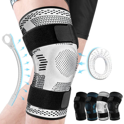 Knitted Breathable Silicone Strap Compression Sports Knee Leg Guards 109116a9 73b6 44e6 8901 3f30f9a91f1f