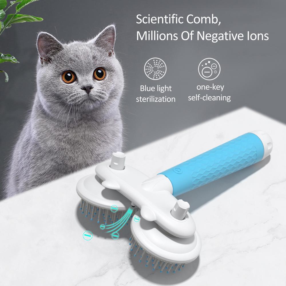 Pet Cat Brush Dog Slicker Brush Double-headed Negative Ion One-button Self Cleaning Dog Cat Hair Removal Pets Products 109188