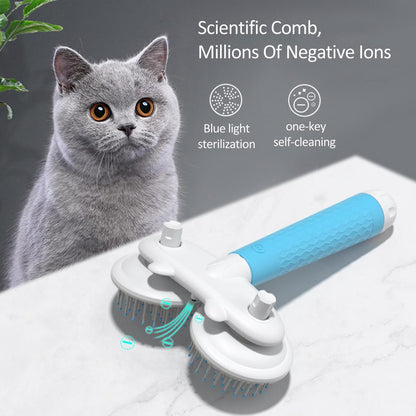 Pet Cat Brush Dog Slicker Brush Double-headed Negative Ion One-button Self Cleaning Dog Cat Hair Removal Pets Products 109188