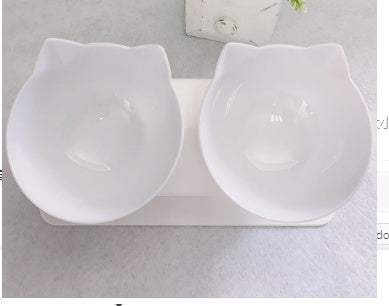 Non Slip Double Cat Bowl With Raised Stand Pet Food Cat Feeder Protect Cervical Vertebra Dog Bowl Transparent Pet Products 10