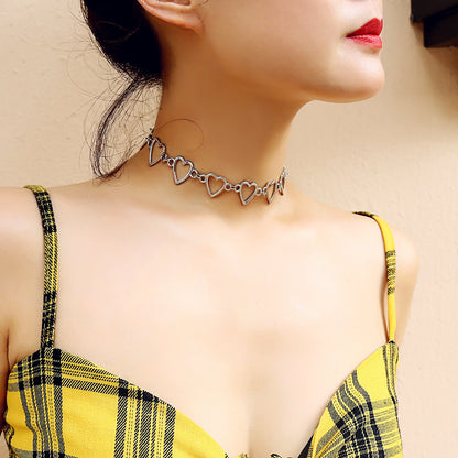 Temperament Geometric Personality Accessories Simple Hollow Love Single Layer Necklace 1096771945600