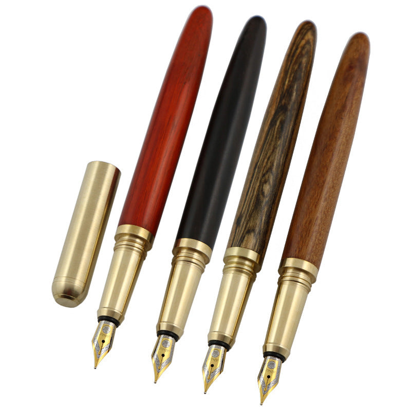 African Rosewood Vintage Brass Wood Fountain Pen - 图片 1